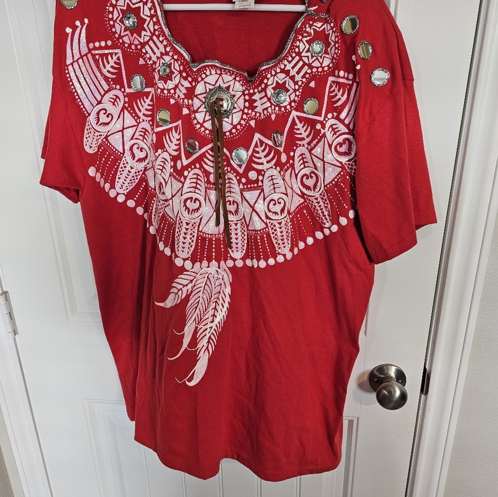 Vintage Fast Red Western one size shirt